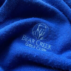 Vintage 80s Murrieta Bear Creek Golf Club Blue V-Neck Sweater XL